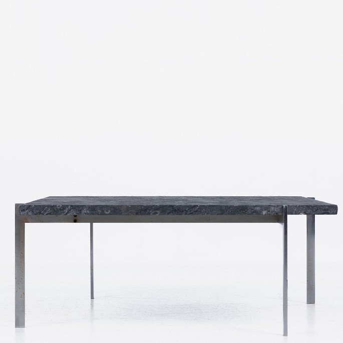 Poul Kjærholm / E. Kold Christensen
PK 61 - Square coffee table with steel frame and rare Porsgrunn marble top. 
Stamped from the manufacturer
1 pc. in stock
