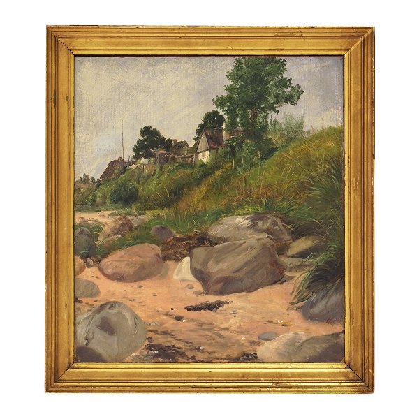 Jørgen Roed, 1808-88, oil on canvas. Landscape, Hellebæk, North Zealand circa 
1854. Visible size: 39x35cm. With frame: 46x42cm