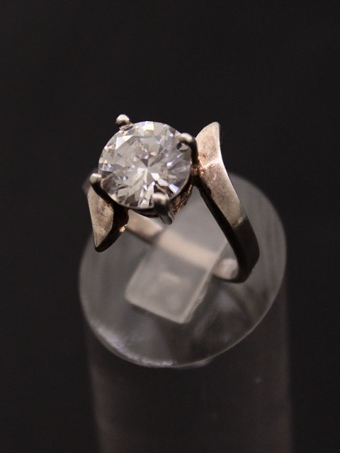 Sterling silver ring with large clear stone