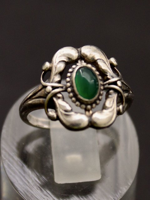 Georg Jensen vintage ring dess. 30 med grøn agat